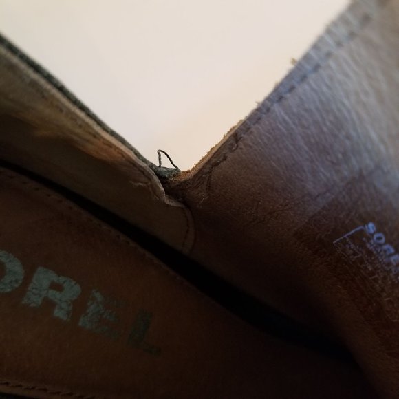 Sorel‎ 9.5 Leather 2 Tone Black Brown Heeled Open Toe Booties NADIA - Picture 7 of 13